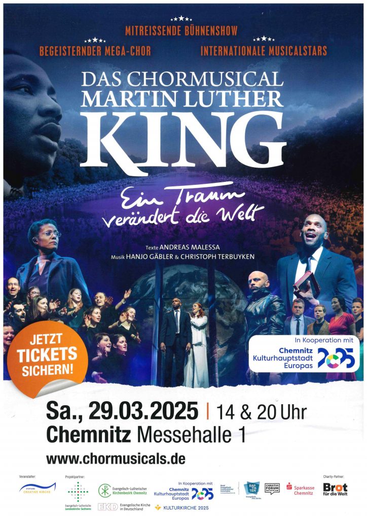 Zu sehen ist ein Plakat für das Musical mit mehreren Singenden