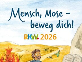 Titel "Mensch, Mose - beweg dich" - Bild von Mose mit dem Dornenbusch