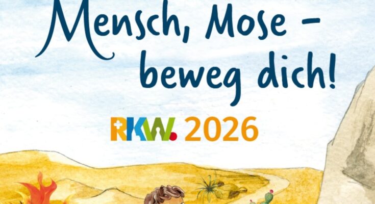 Titel "Mensch, Mose - beweg dich" - Bild von Mose mit dem Dornenbusch